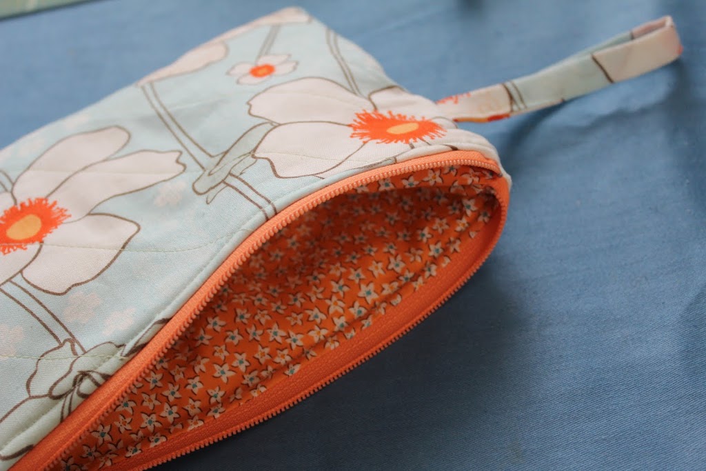 Quilted Zipper Wristlet or Cosmetic Bag - Crafty Gemini