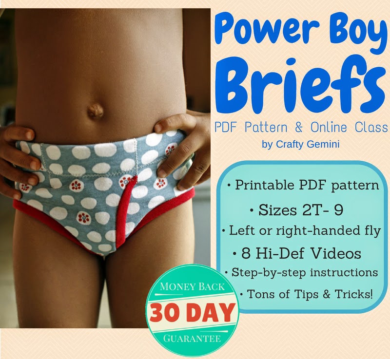 NEW Power Boy Briefs Underwear PDF Pattern & Online Class! - Crafty Gemini