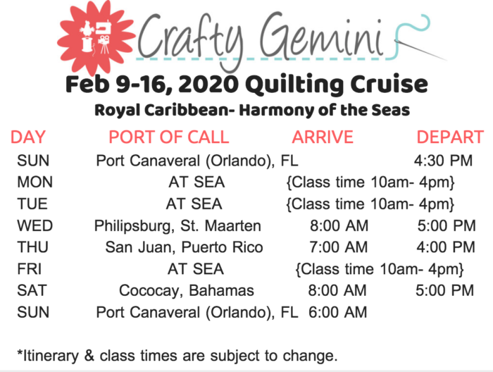 crafty gemini quilting cruise February 2020