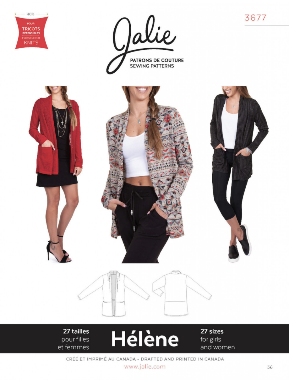 jalie 3677 helene cardigan sewing pattern