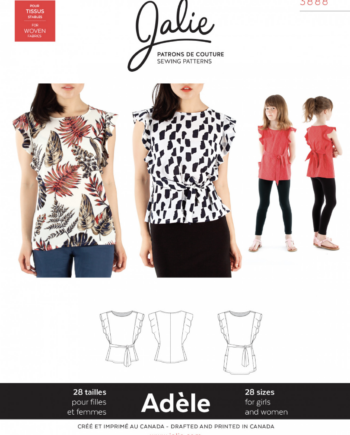 jalie 3888 Adele flutter sleeve top sewing pattern