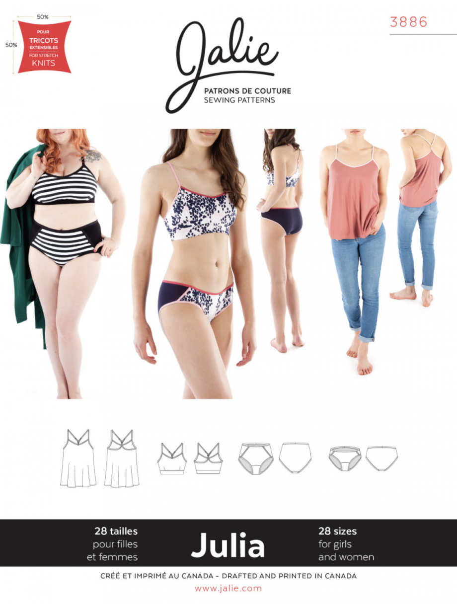 jalie 3886 JULIA Camisole, Bralette and Panties sewing pattern