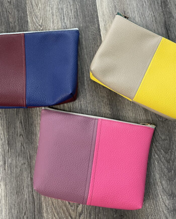 color block zip pouch