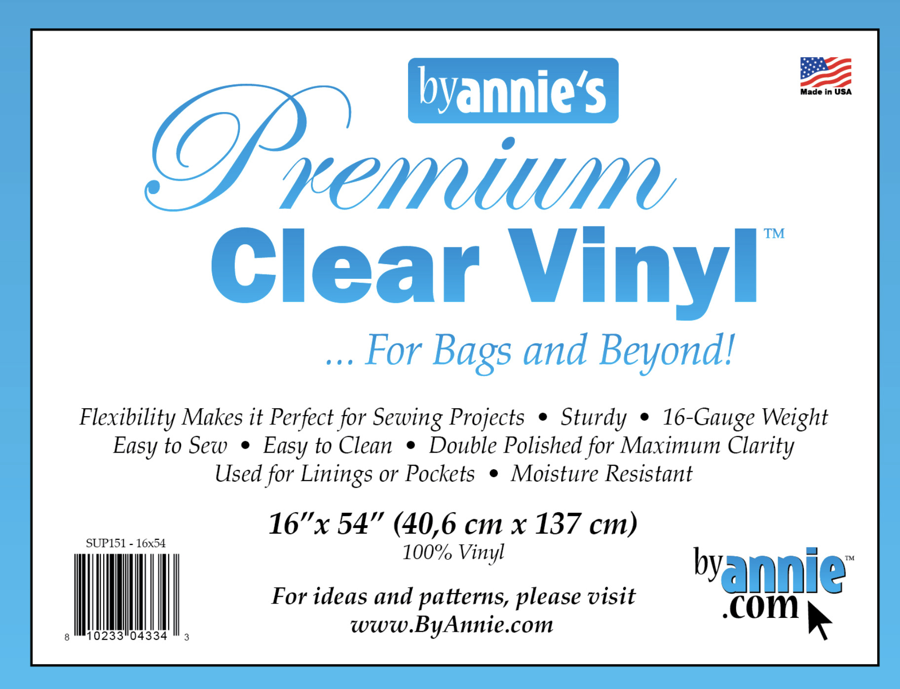 Clear Plastic Vinyl - Gauge 16 - Vinyl - Other Fabrics - Fashion Fabrics