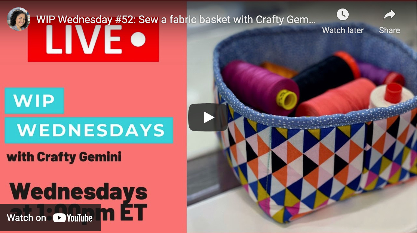 WIP Wednesday sew a fabric basket blog graphic