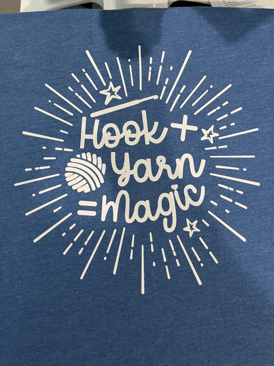 hook+yarn= magic heather cool Blue t-shirt by craftygemini