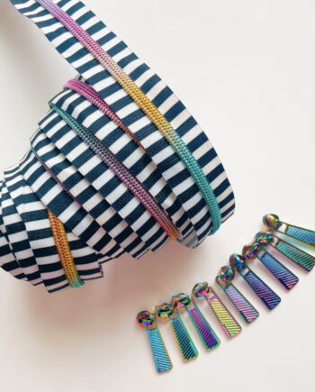 sewhungryhippie zippers by the yard BW Tiny Stripe & Rainbow Zipper pack