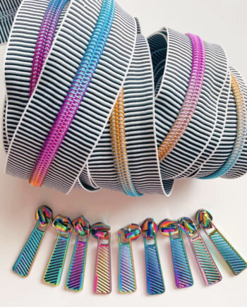 sewhungryhippie zippers by the yard BW Tiny Stripe & Rainbow Zipper pack