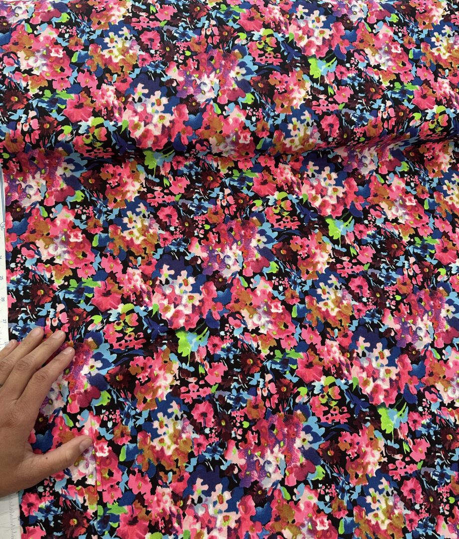 neon floral double brushed poly spandex fabric