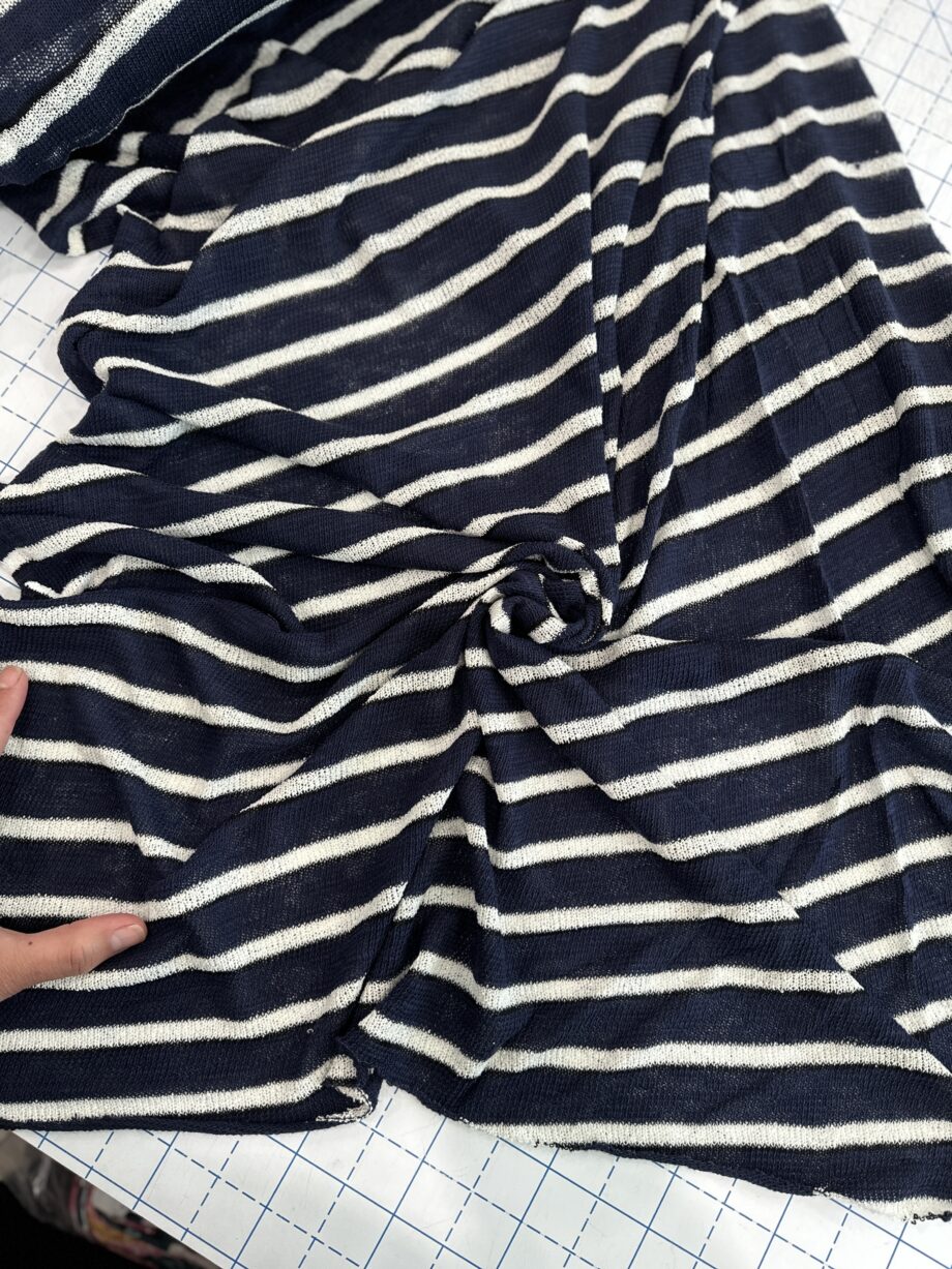 navy with black & white stripe sweater knit