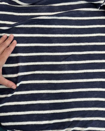 navy with black & white stripe sweater knit