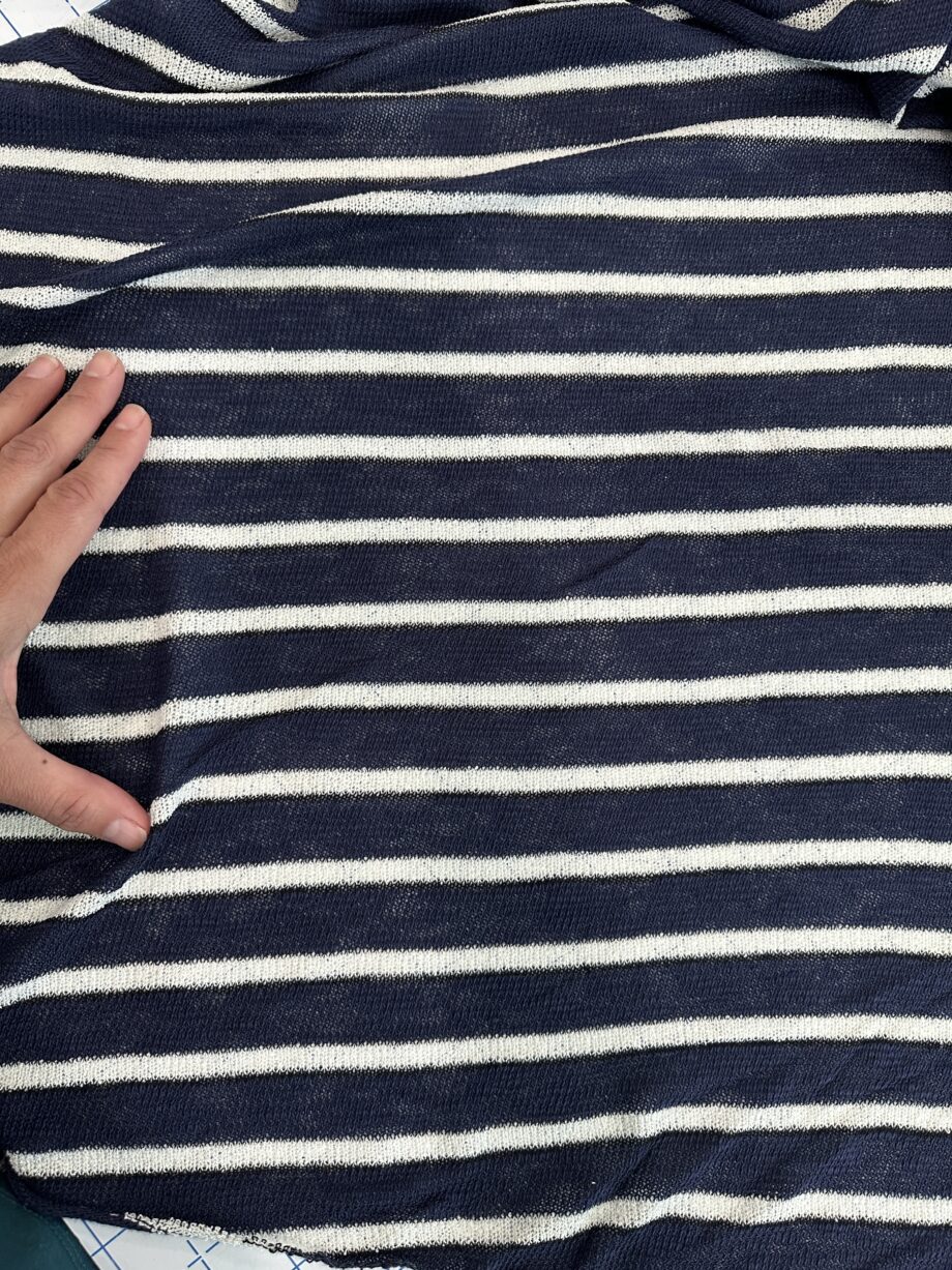 navy with black & white stripe sweater knit