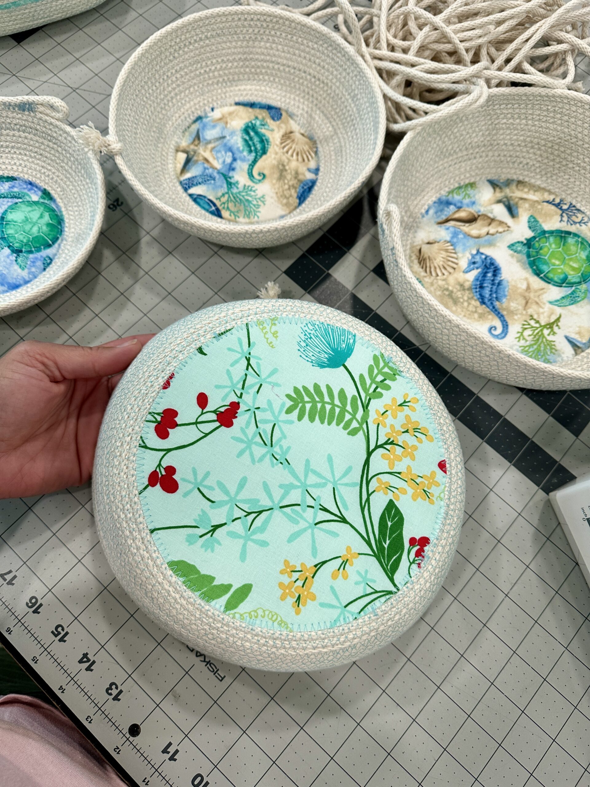 fabric bottom rope bowl by crafty gemini