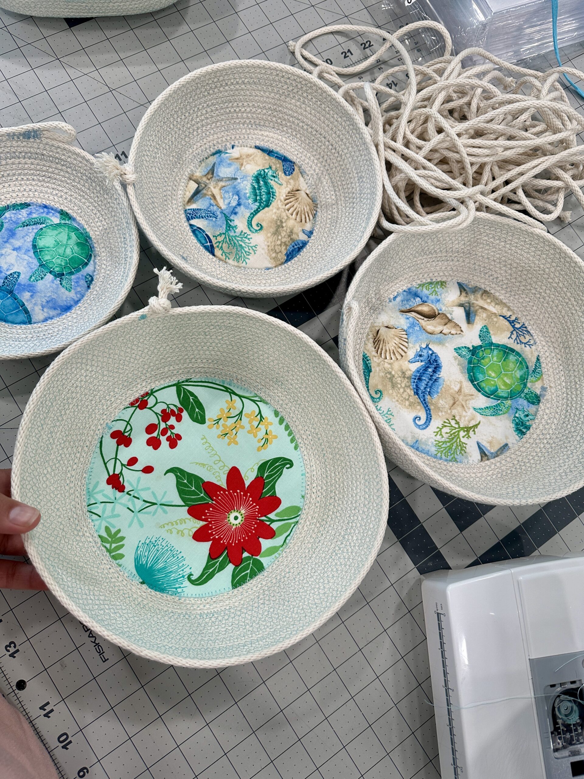 fabric bottom rope bowl by crafty gemini