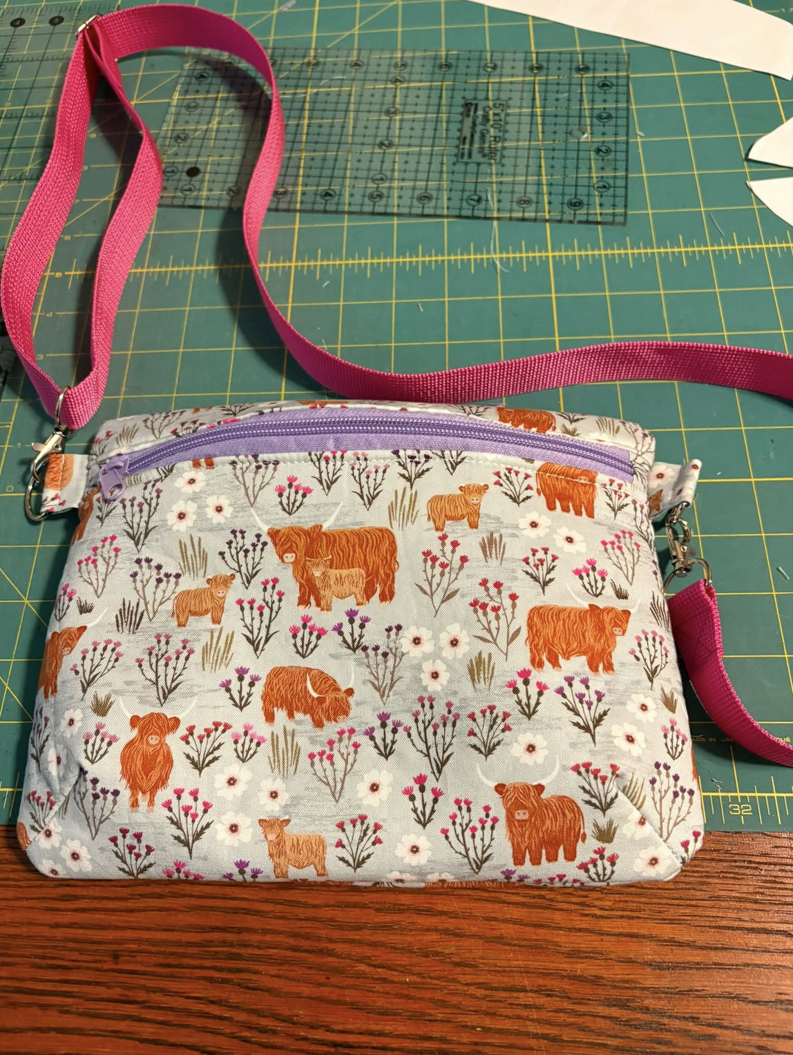 Reine Crossbody Bag laying on crafting table